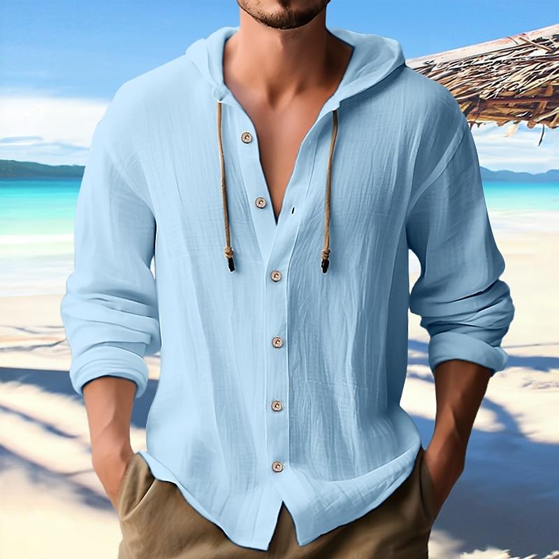 Sam | Heren hoodie met effen kleur, enkelrijige sluiting en lange mouwen