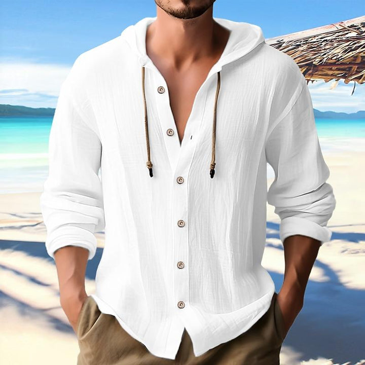 Sam | Heren hoodie met effen kleur, enkelrijige sluiting en lange mouwen
